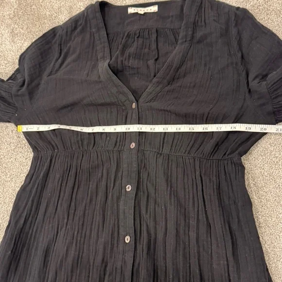 Xirena Black Kendall Tiered Midi Dress Size Large Cotton Gauze - Picture 9 of 13